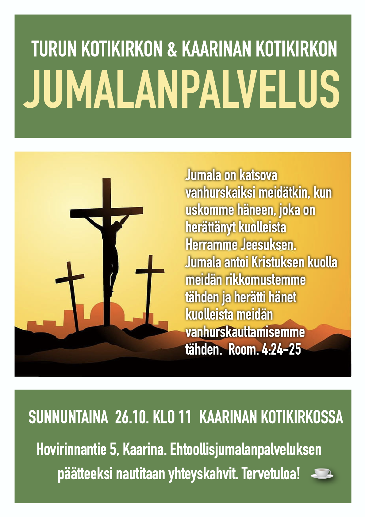 Jumalanpalvelus Kaarinassa