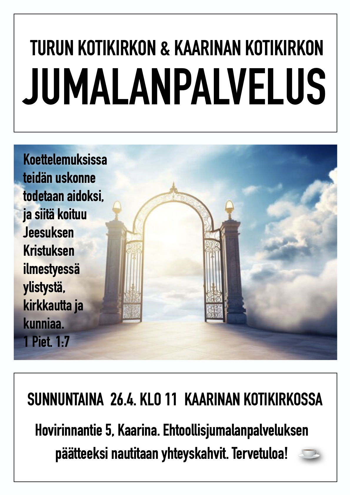 Jumalanpalvelus Kaarinassa