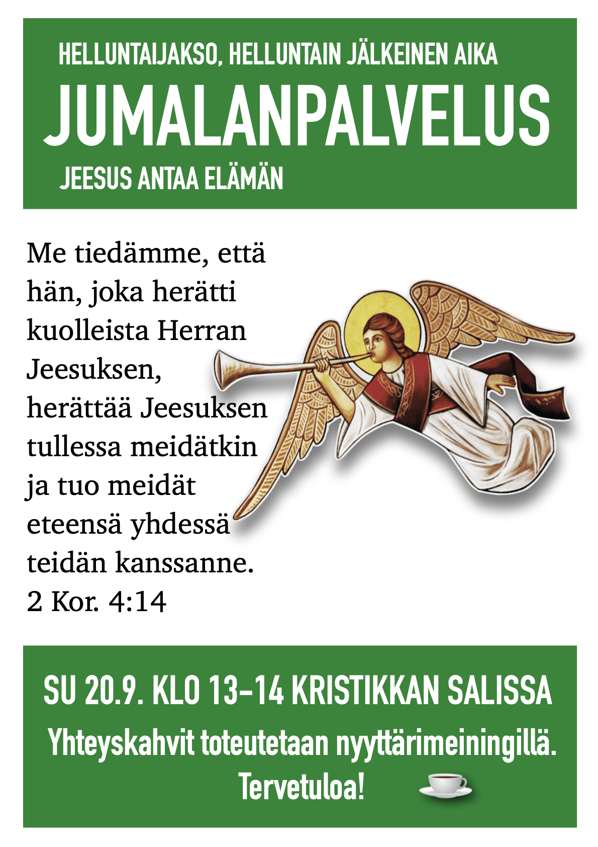 Tervetuloa jumalanpalvelukseen